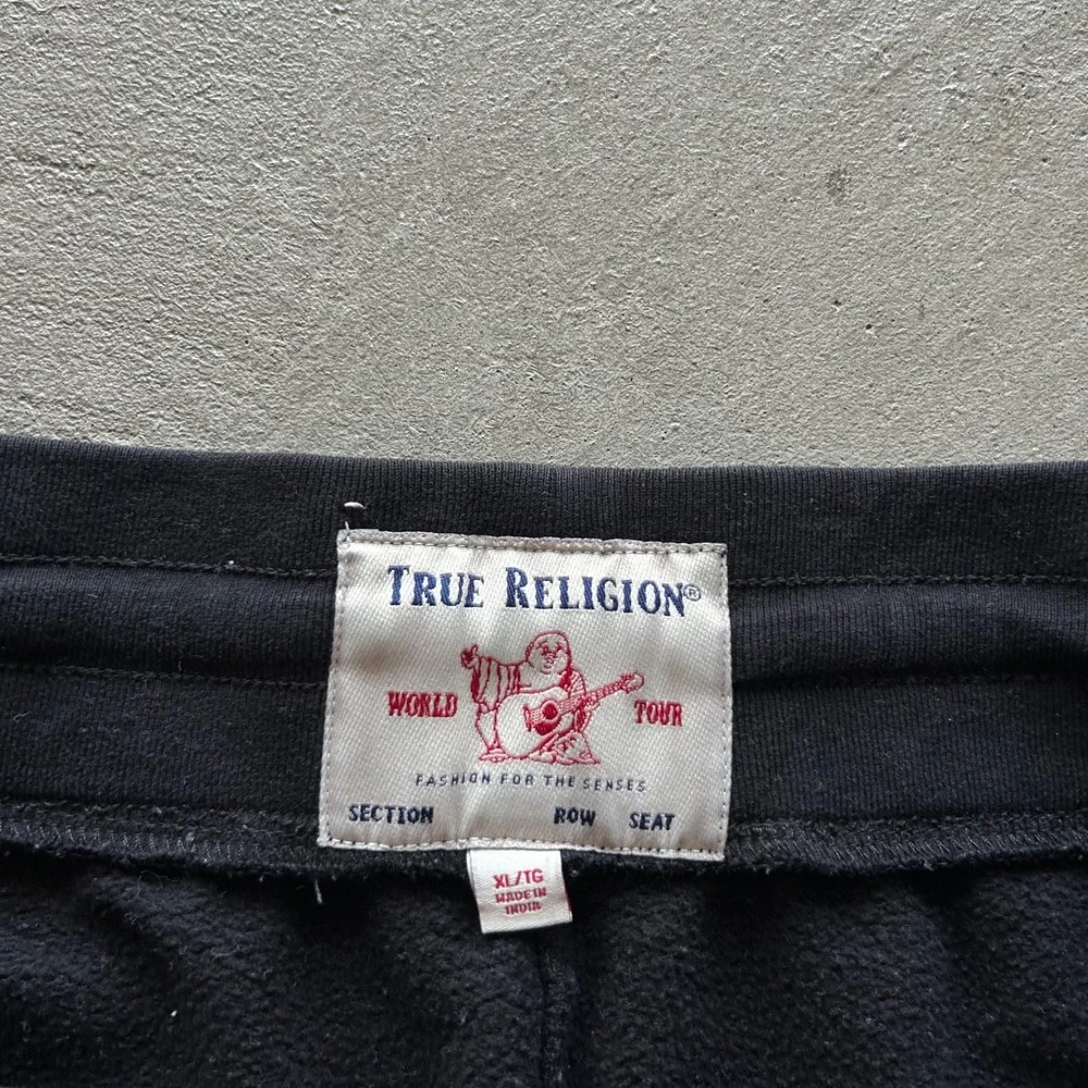 True Religion Contrast Jogger Sweatpants Size XL Black Y2K Horseshoe Logo